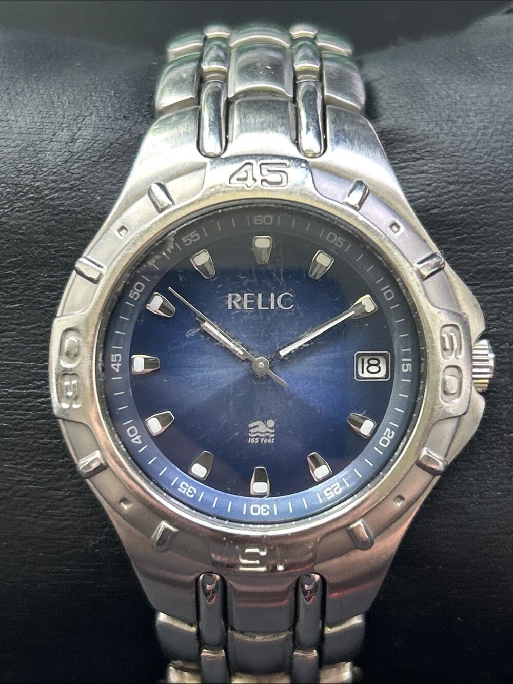 Relic Navy Blue Dial Silver Tone Men’s Quartz Watch